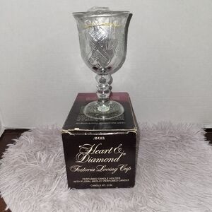Vintage Avon Fostoria Heart & Diamond Loving Cup with Candle, Box & Packing